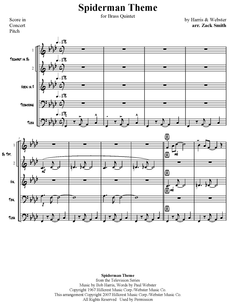 Theme From Spider-Man Sheet Music, Paul Francis Webster